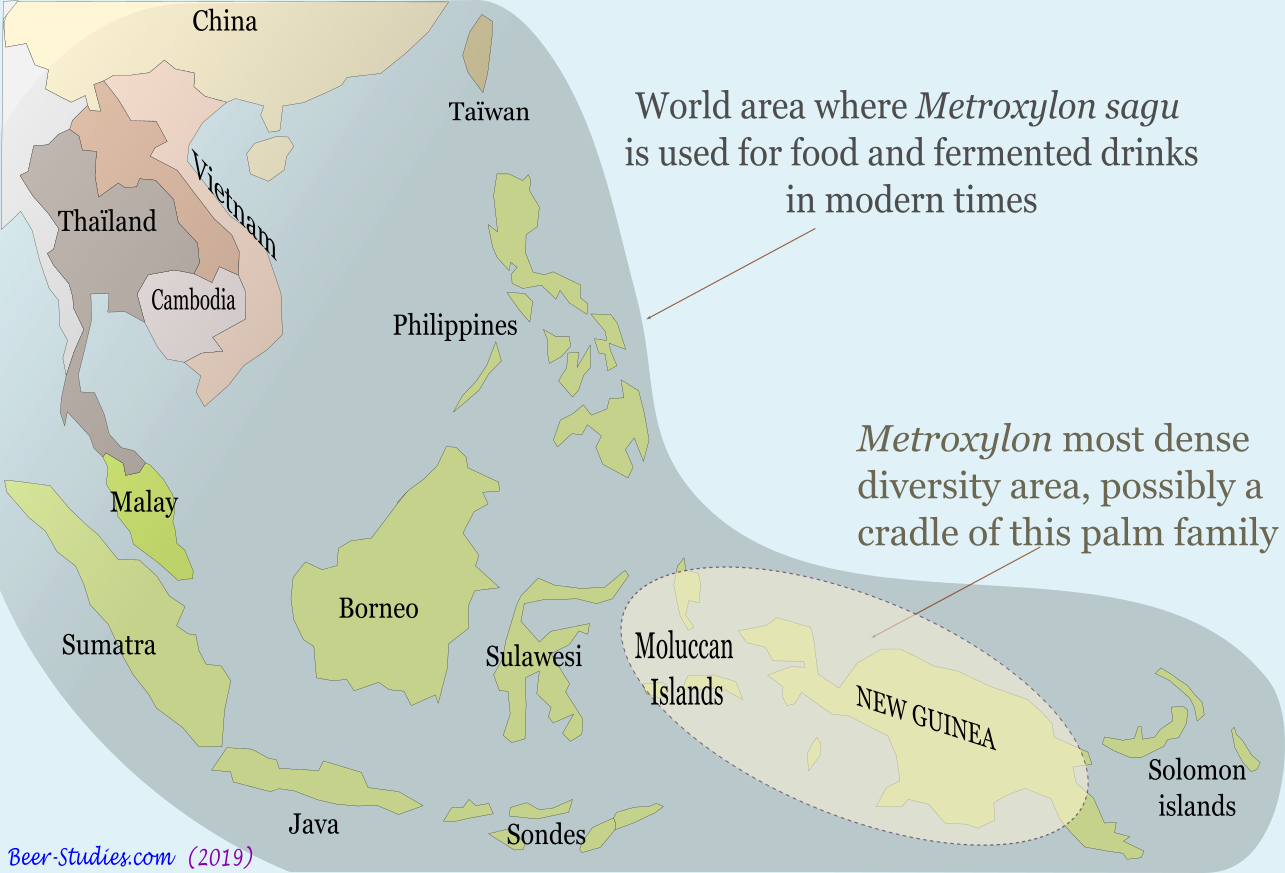 Distribution of the sago-palm in southern Asia, Indonesia et Melanesia